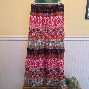 Lane Bryant 18/20 Maxi Skirt With Elastic Waistband & Boho Pattern